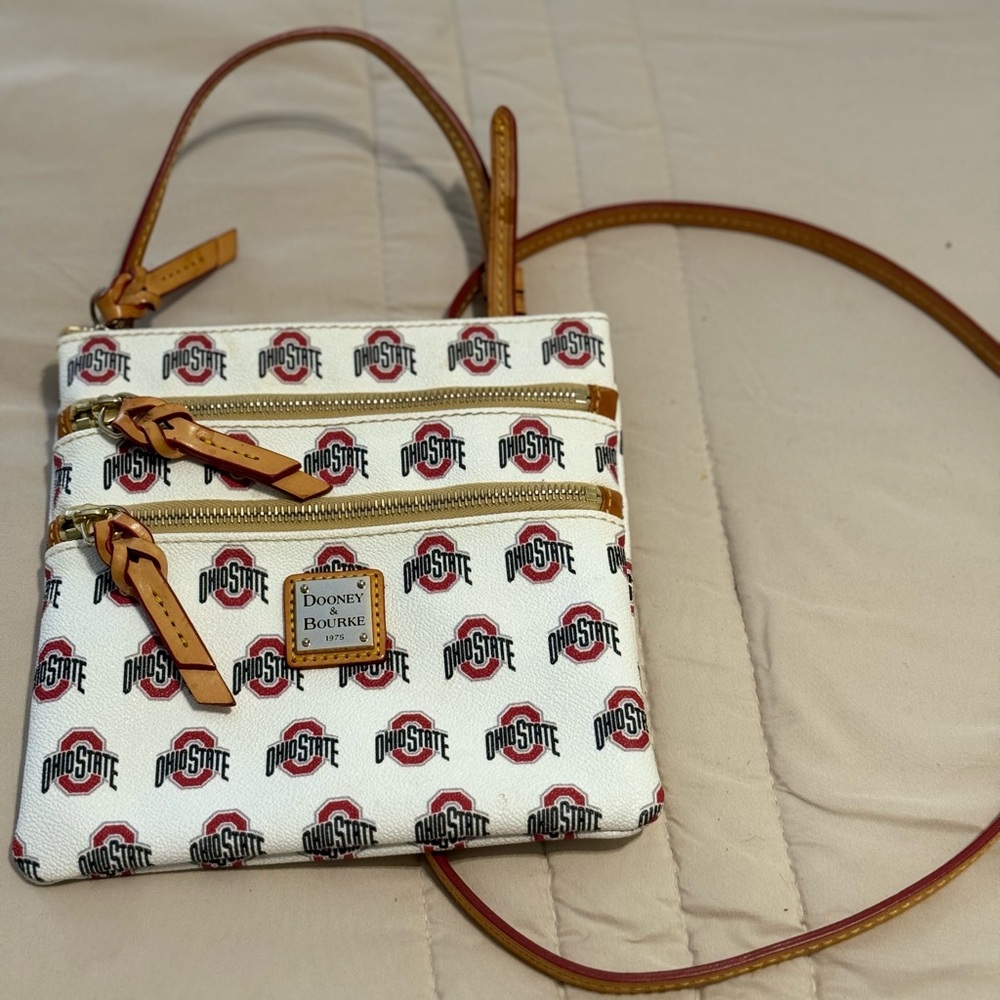 Dooney & Bourke Ohio State White and Tan Crossbody Bag